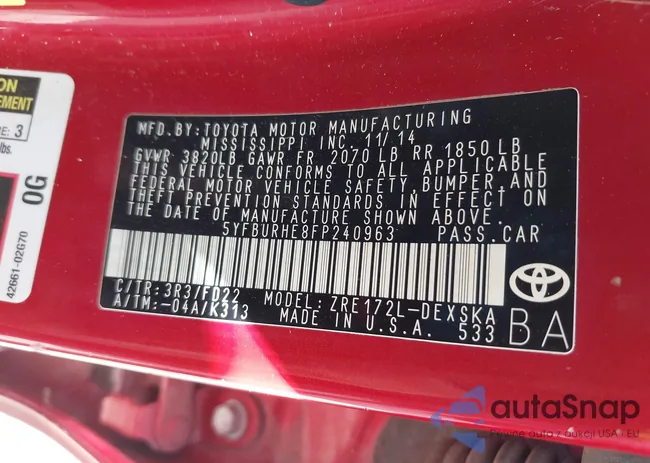 5YFBURHE8FP240963: 43436827