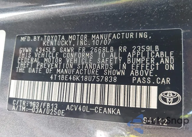 4T1BE46K18U757838: 43436942