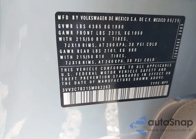 3VV3C7B21SM062262: 43436952