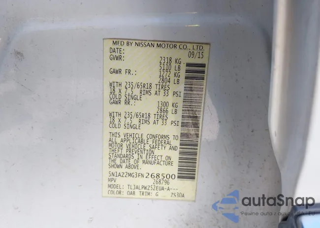 5N1AZ2MG3FN268500: 43436309