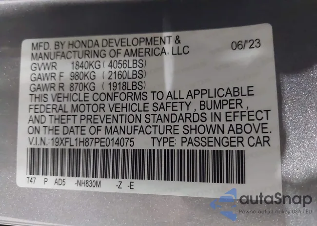 19XFL1H87PE014075: 43436483