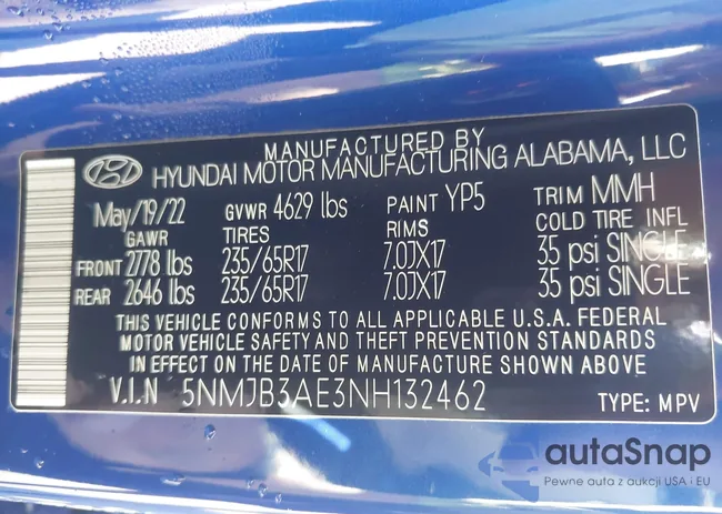 5NMJB3AE3NH132462: 43437762