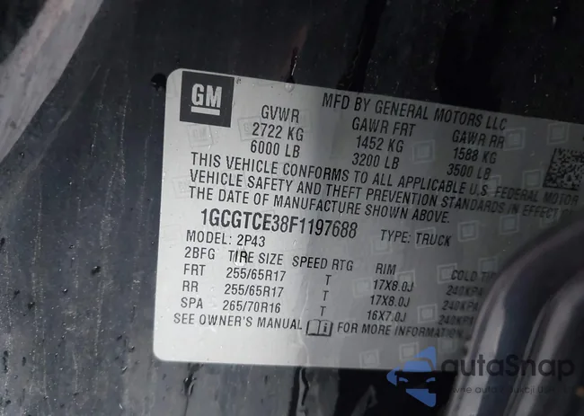 1GCGTCE38F1197688: 43438033