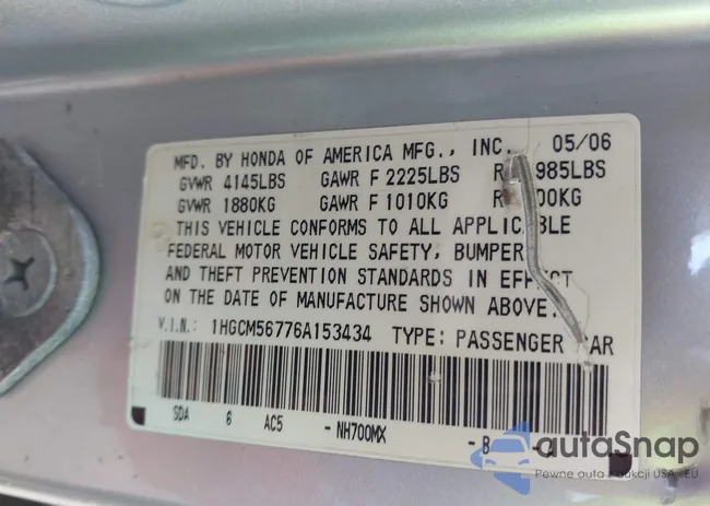 1HGCM56776A153434: 43438053