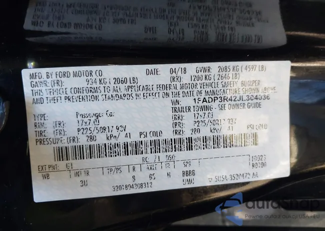 1FADP3R42JL304036: 43438056