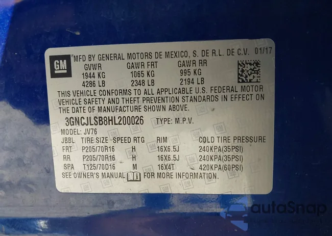 3GNCJLSB8HL200026: 43438083