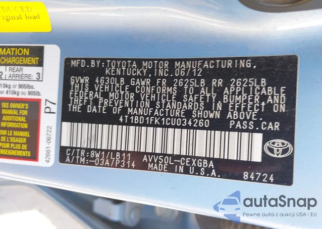 4T1BD1FK1CU034260: 43437430