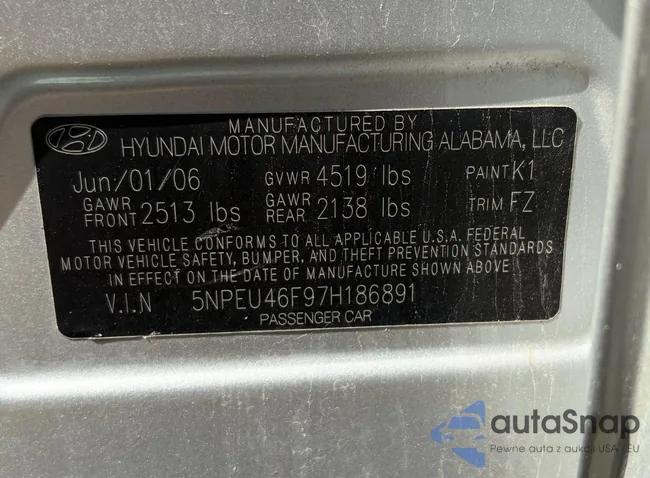 5NPEU46F97H186891: 43438563