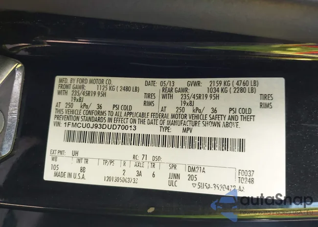 1FMCU0J93DUD70013: 43438614