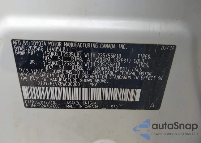 2T3YFREVXEW086060: 43438667