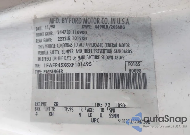 1FAFP45X8XF101495: 43438703