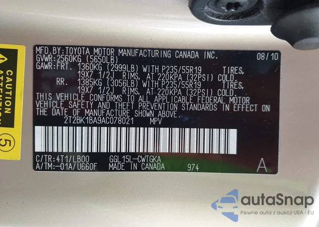 2T2BK1BA9AC078021: 43438759