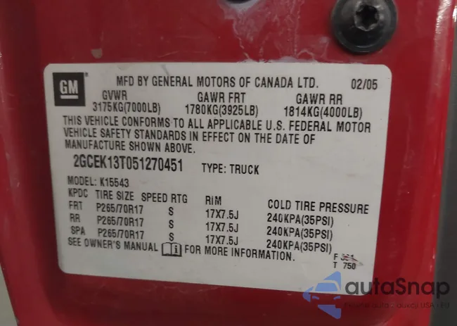 2GCEK13T051270451: 43438914