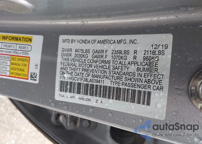 1HGCV1F38LA039411: 43439098