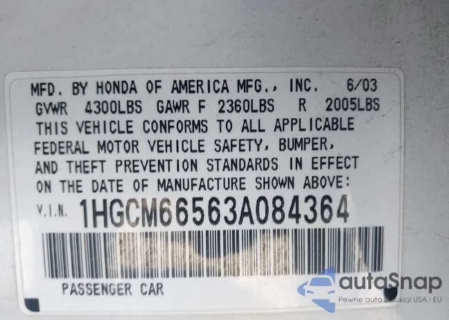 1HGCM66563A084364: 43438366