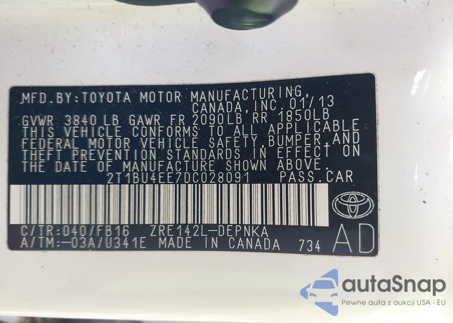 2T1BU4EE7DC028091: 43438370