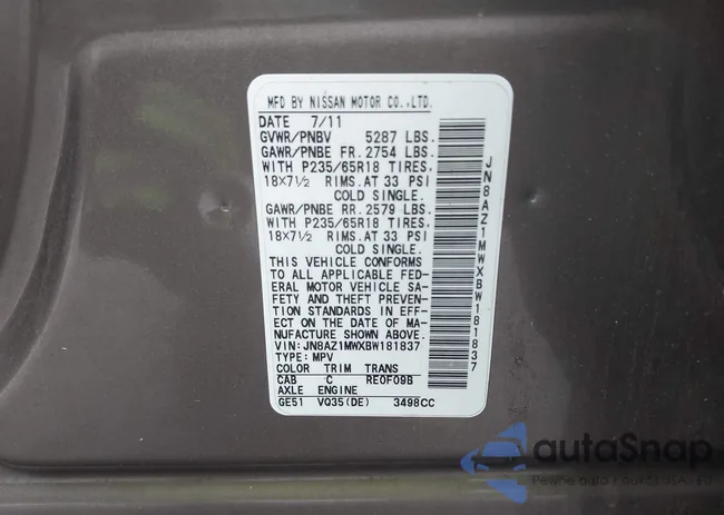 JN8AZ1MWXBW181837: 43438371