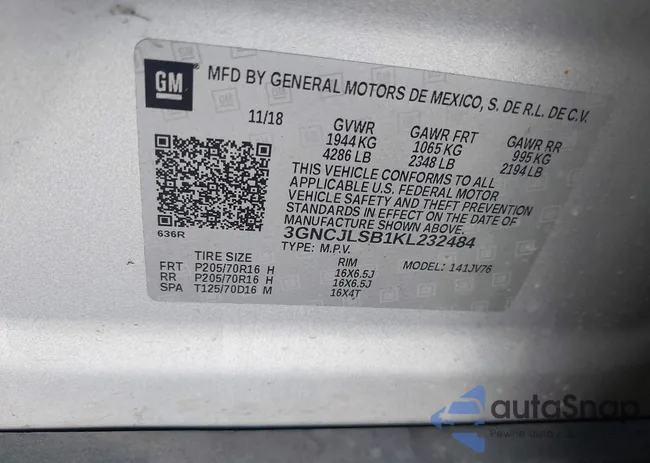 3GNCJLSB1KL232484: 43438457