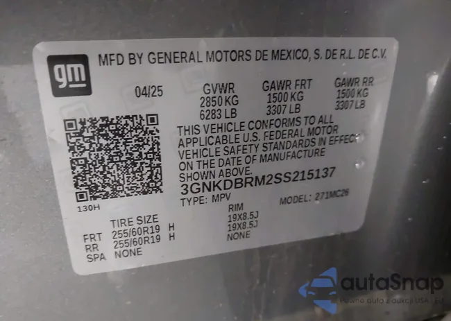 3GNKDBRM2SS215137: 43439586