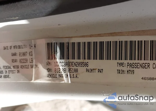 1C3CCBAB3EN209506: 43439618