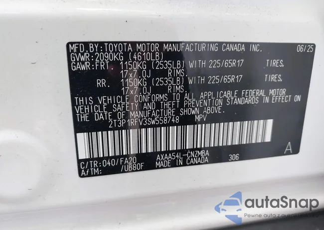 2T3P1RFV3SW558748: 43439638