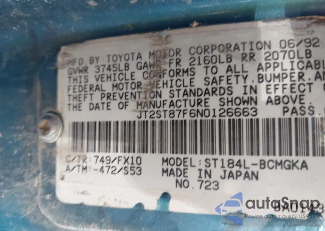 JT2ST87F6N0126663: 43439674