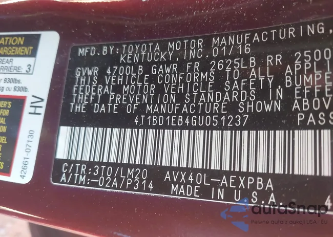 4T1BD1EB4GU051237: 43439777