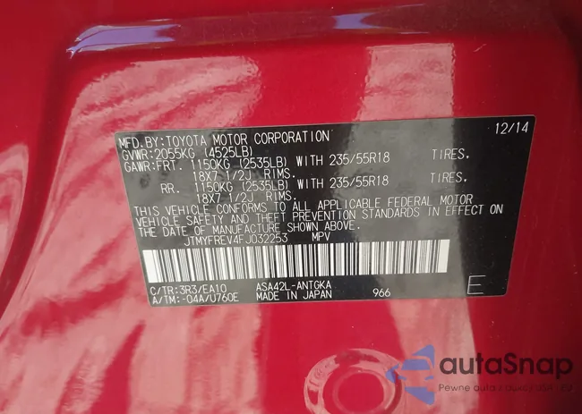 JTMYFREV4FJ032253: 43439863