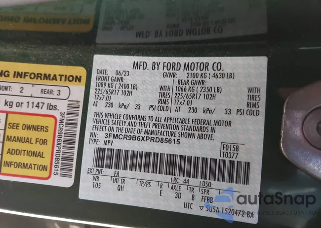 3FMCR9B6XPRD85615: 43439950