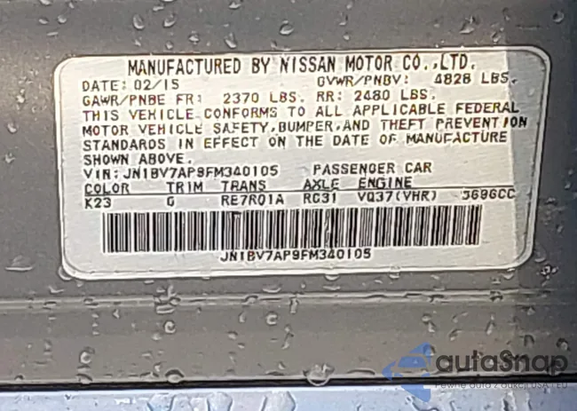 JN1BV7AP9FM340105: 43439957