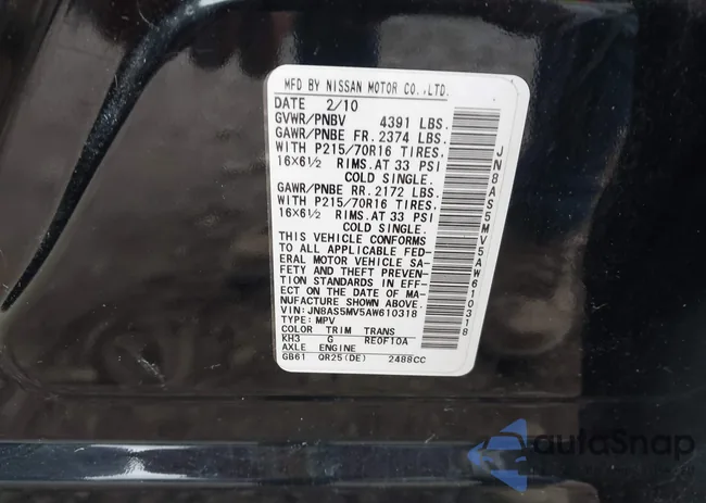 JN8AS5MV5AW610318: 43440015