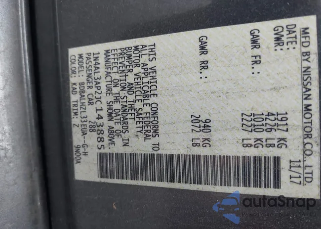 1N4AL3AP2JC143885: 43440142