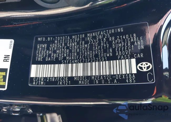 5YFS4MCE7SP252591: 43439211