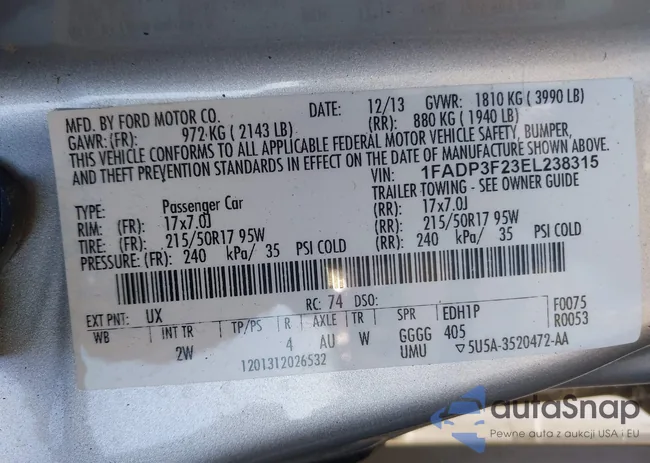 1FADP3F23EL238315: 43439322