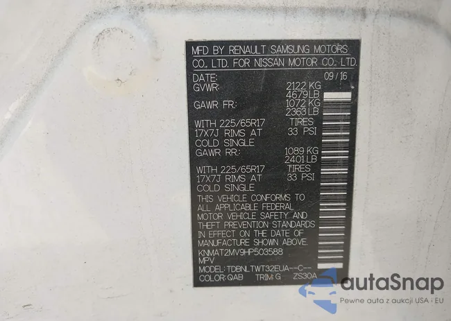 KNMAT2MV9HP503588: 43439443