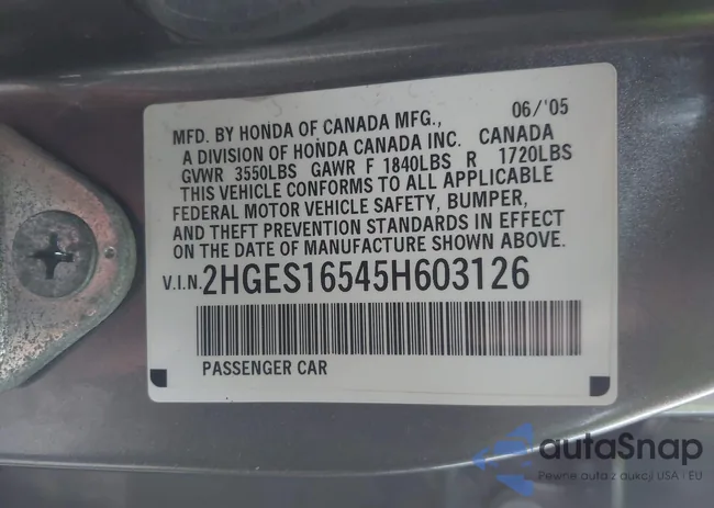 2HGES16545H603126: 43440570