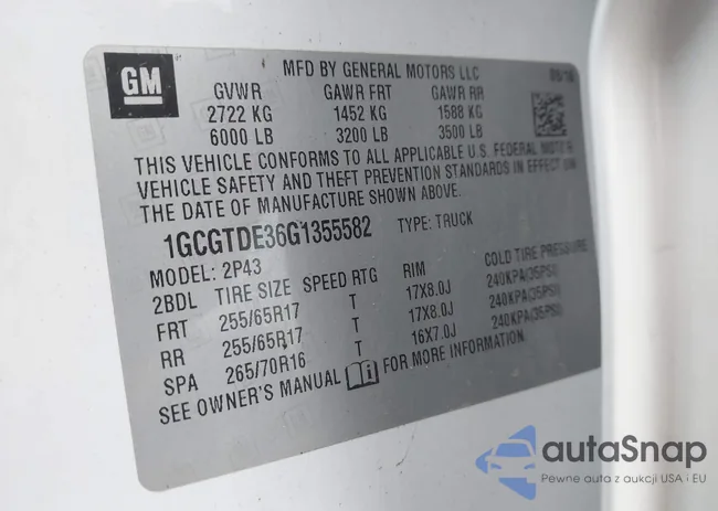 1GCGTDE36G1355582: 43440569