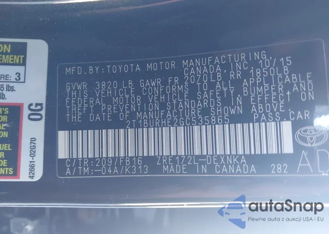 2T1BURHE2GC535865: 43440619