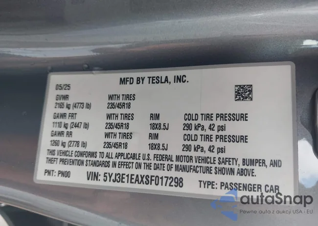 5YJ3E1EAXSF017298: 43440680