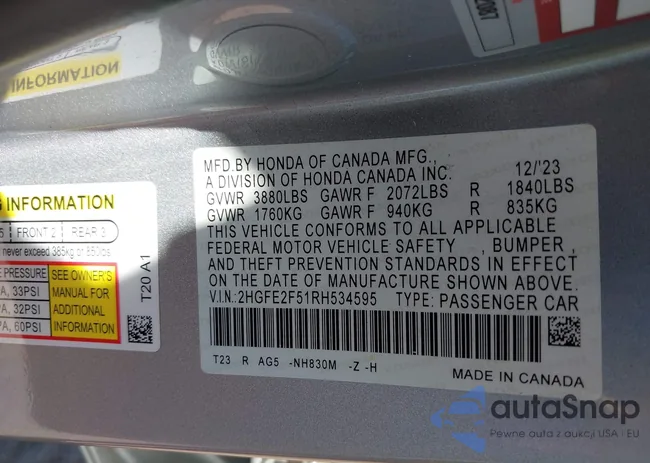 2HGFE2F51RH534595: 43440891