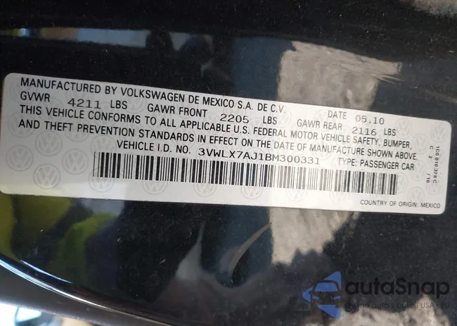 3VWLX7AJ1BM300331: 43441099