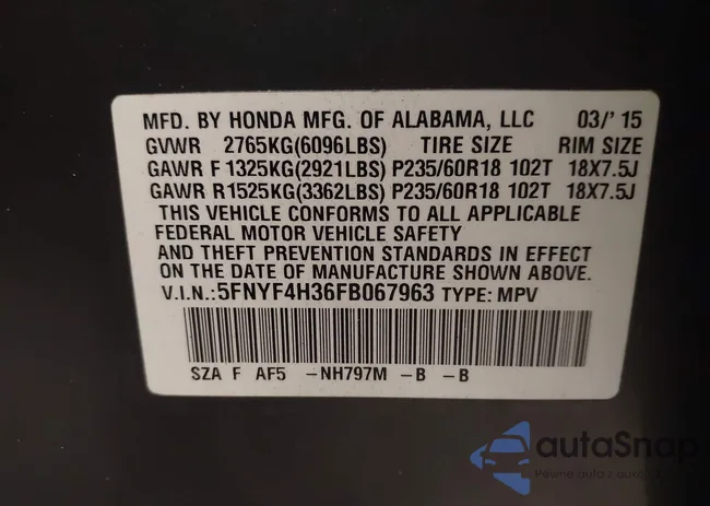 5FNYF4H36FB067963: 43441148