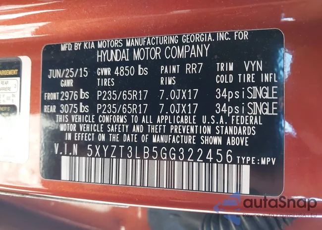 5XYZT3LB5GG322456: 43440341