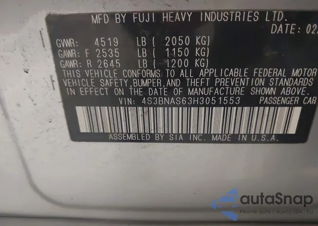 4S3BNAS63H3051553: 43440384