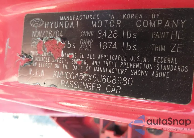 KMHCG45CX5U608980: 43440401