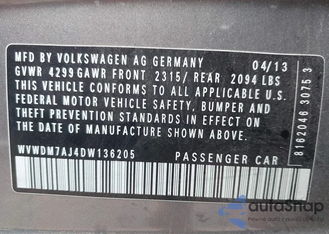 WVWDM7AJ4DW136205: 43440523