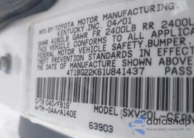 4T1BG22K61U841437: 43441661