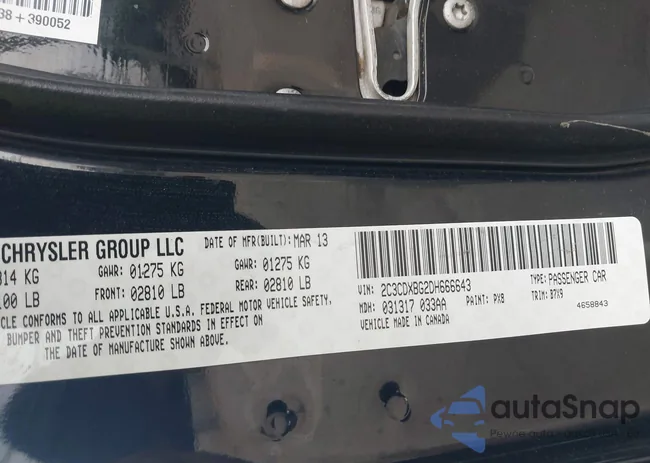 2C3CDXBG2DH666643: 43441683