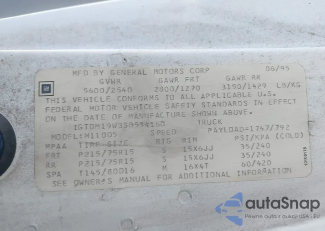 1GTDM19W3SB554160: 43441699