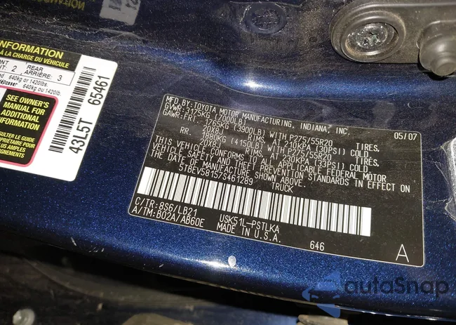 5TBEV58157S461289: 43441886